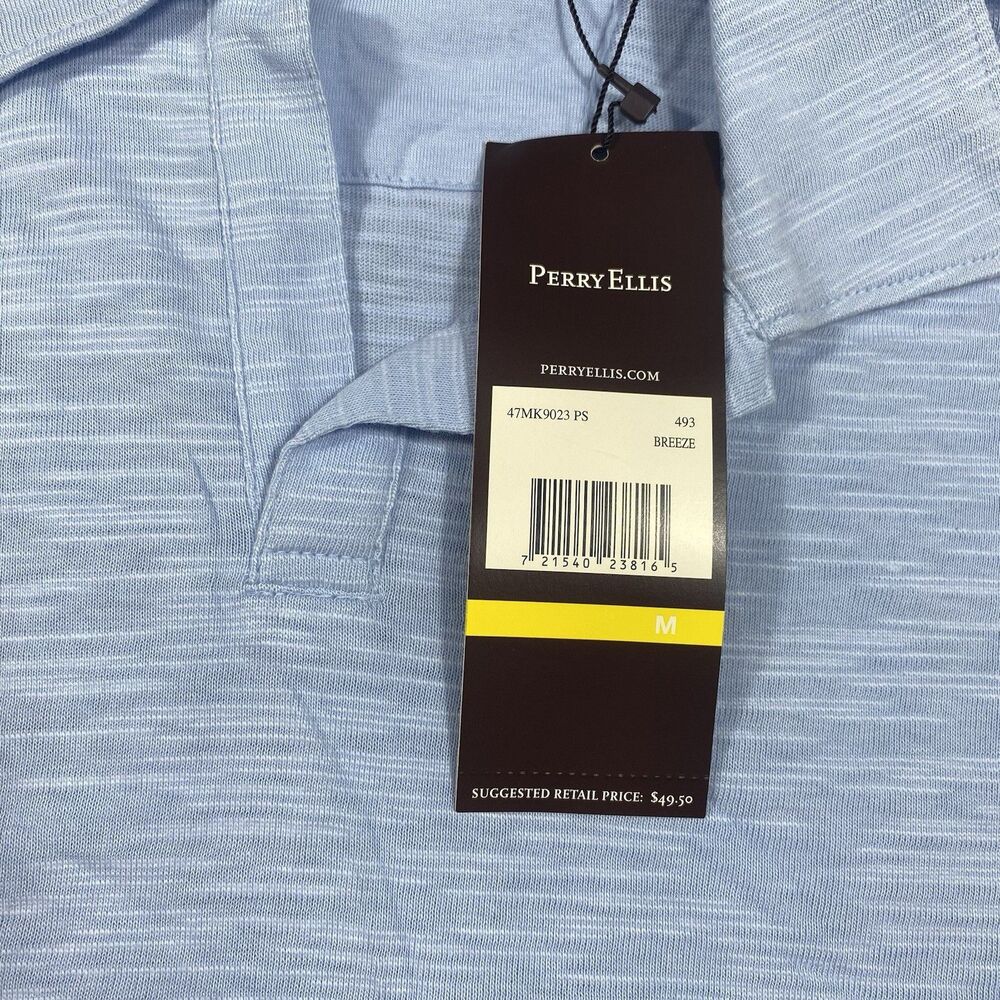 Perry Ellis Polo Shirt Mens Medium Short Sleeve Golf Performance Adult M Blue - Picture 4 of 7
